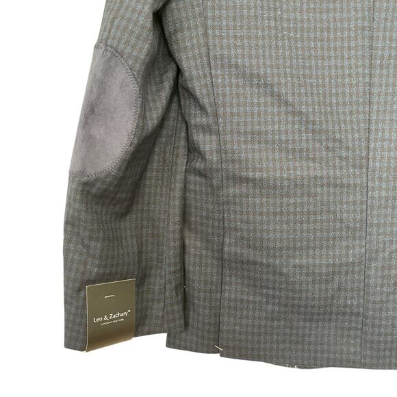 Leo & Zachary Boys Navy Black Check Suit Sport Jacket Blazer size 12 NWT - Picture 7 of 11
